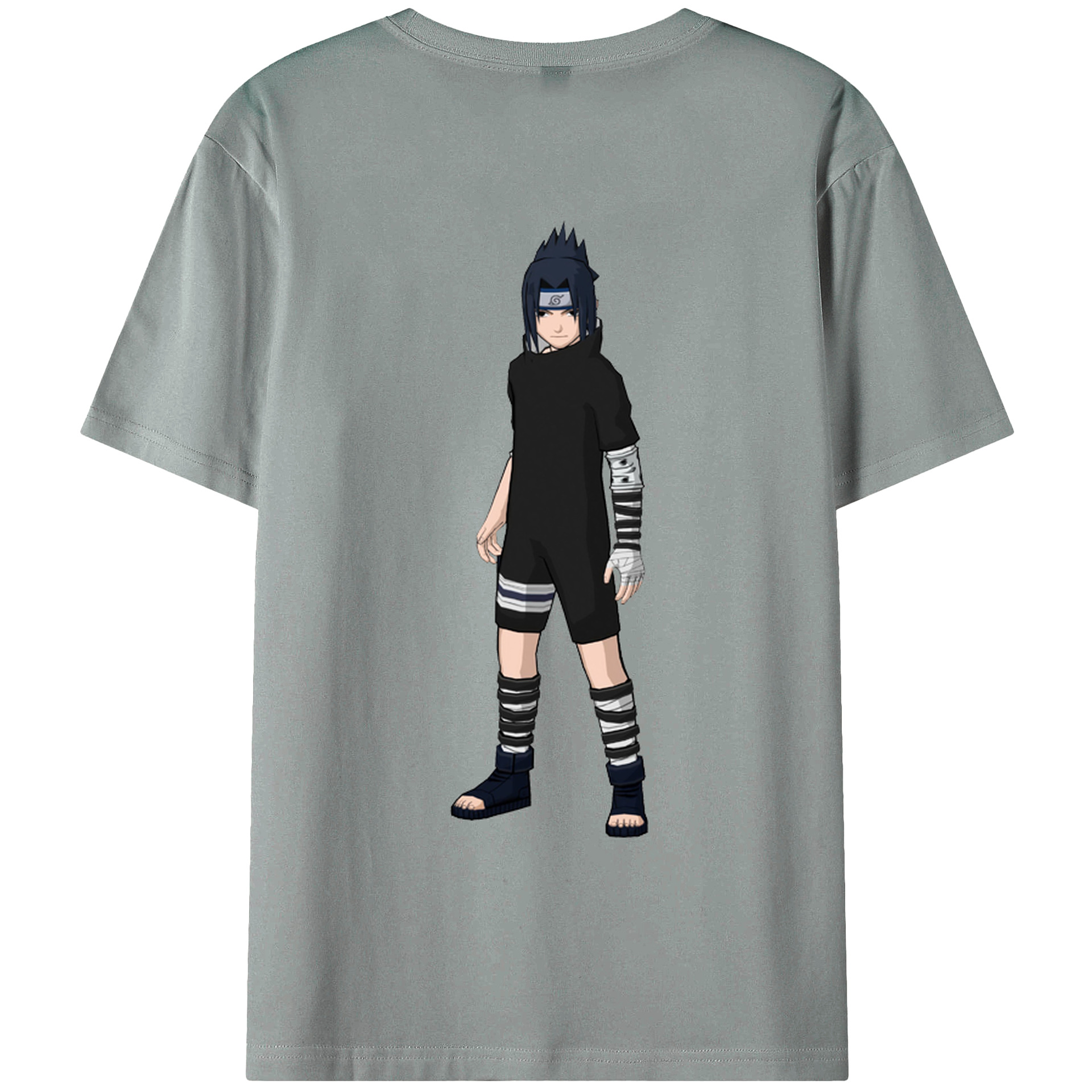 （画像用） NARUTO -ナルト- うちは サスケ Uchiha Sasuke 綿100％ メンズ半袖Tシャツ（バックプリント） 通気性